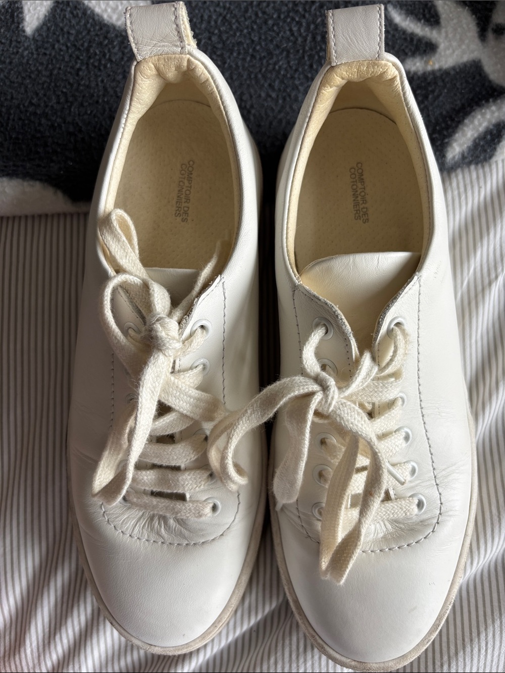 Comptoir Des Cotonniers White Leather Low-Top Sneakers